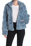 Calvin Klein Quilted Faux Fur Zip Jacket In Jean