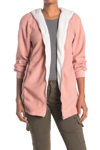 Forgotten Grace Contrast Zip Front Hood Jacket In Blush