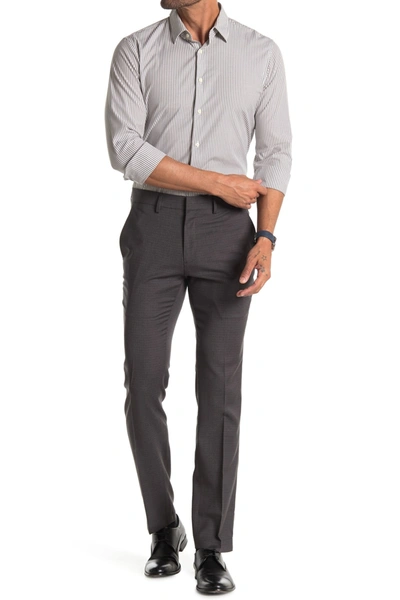 Kenneth Cole Reaction Micro Check Houndstooth Skinny Dress Pant In Dk. Grey