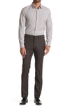 Kenneth Cole Reaction Micro Check Houndstooth Skinny Dress Pant In Chocolate