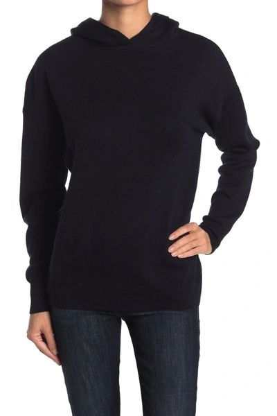 M Magaschoni Wool Blend Solid Knit Hoodie In Night Life