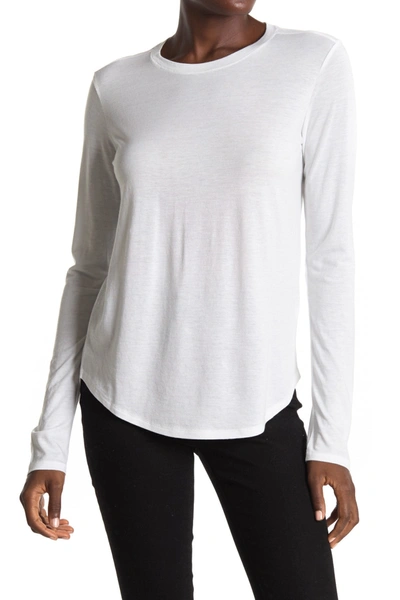 Vince Little Boy Long Sleeve Crew Neck Top In White