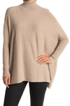 Joseph A Oversized Boxy Turtleneck Tunic Sweater In Mocha Heat