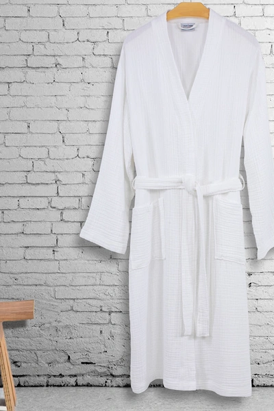 Linum Home Smyrna Hotel/spa Luxury Robe In White