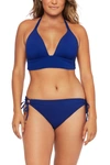 La Blanca Swimwear Goddess Banded Halter Bikini Top In Blueberry