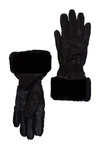 Ugg Genuine Dyed Shearling Trim Tech Gloves In Black