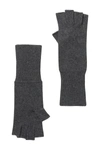Portolano 12" Cashmere Fingerless Gloves In Dark Ht Grey