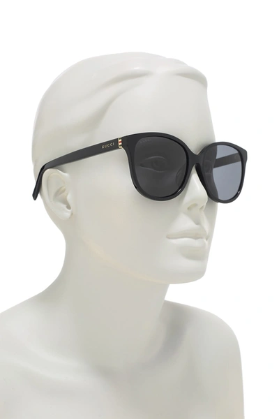 Gucci Core 55mm Cat Eye Sunglasses In Black Gold Grey