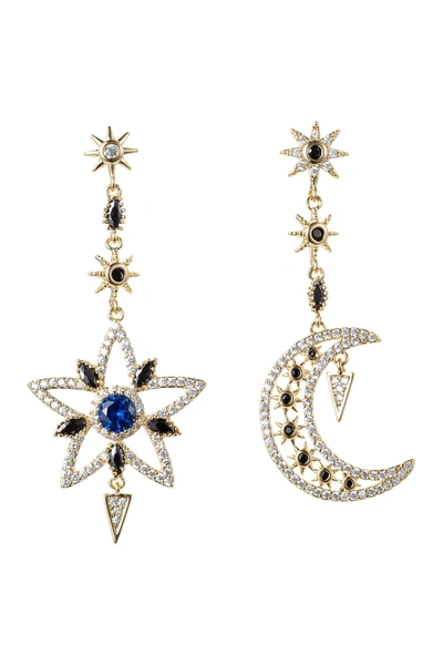 Eye Candy Los Angeles Cz Sun & Moon Drop Earrings In Multi Color