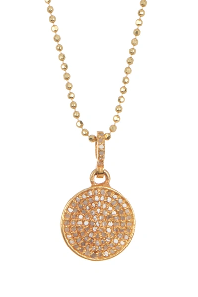 Adornia Fine Disc Pave Diamond Pendant Necklace In Yellow