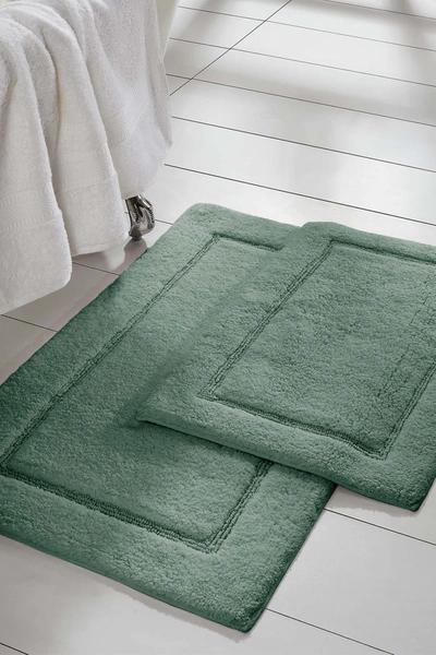 Modern Threads 2-piece Solid Loop With Non-slip Backing Bath Mat Set In Eucalyptus
