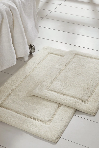 Modern Threads 2-piece Solid Loop With Non-slip Backing Bath Mat Set In Ivory