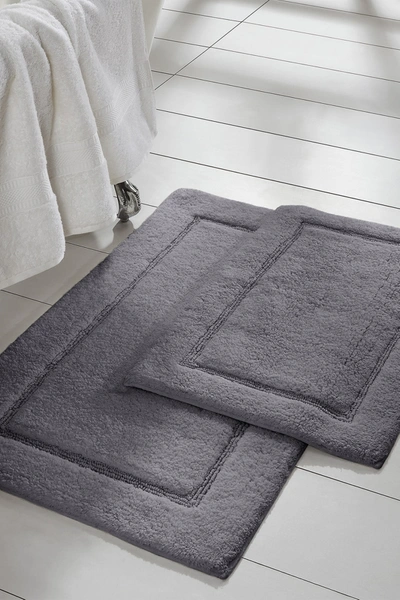 Modern Threads Charcoal Solid Loop Non-slip Bath Mat 2-piece Set