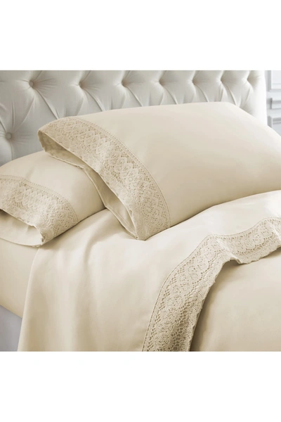 Modern Threads California King Crochet Lace 4-piece Sheet Set In Linen