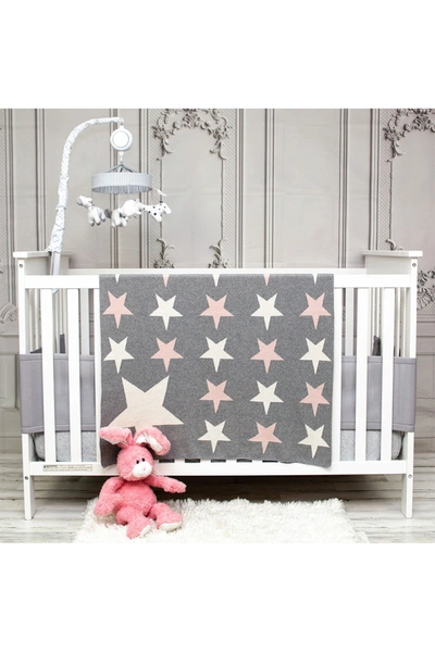 Parkland Collection Twinkle Stars Transitional Light Grey Knitted 32" X 40" Baby Blanket