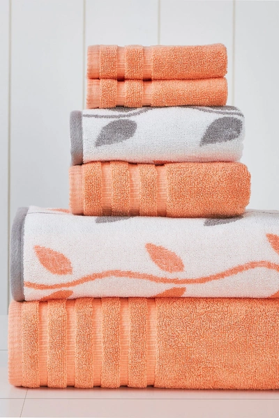 Modern Threads Yard Dyed Towel 6-piece Set In Coral
