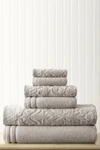 Modern Threads Embellished Border Damask Jacquard Towel 6-piece Set In Gray