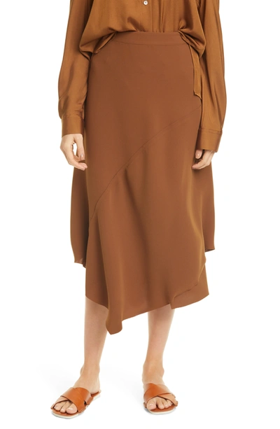 Vince Wrap-effect Plissé-crepe Midi Skirt In Palo Santo ModeSens