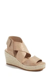 Eileen Fisher 'willow' Espadrille Wedge Sandal In Light Gold Starry Leather