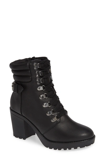 Mia Annamaria Lug Sole Combat Boot In Black