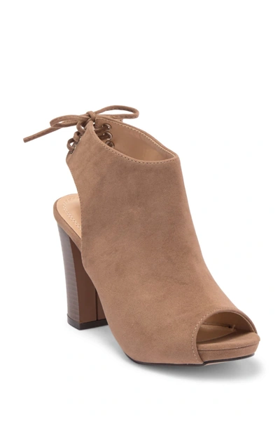 Chase & Chloe Marcy Cutout Bootie In Taupe Suede