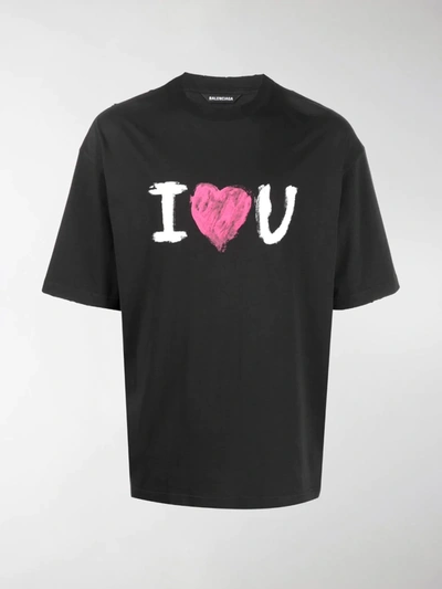 Balenciaga I Love You' Slogan Print T-shirt In Black