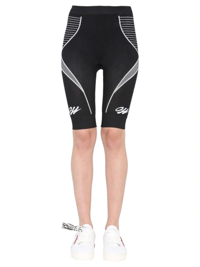 Off-white Logo Print Panelled Cycling Shorts In Black