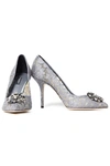 DOLCE & GABBANA BELLUCI TAORMINA CRYSTAL-EMBELLISHED CORDED LACE PUMPS,3074457345624735583