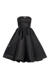 Prada Logo-detailed Nylon Gabardine Strapless Midi Dress In Black