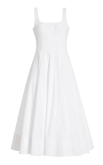 Staud Poplin Midi Dress Corset Style Design In White