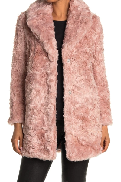 Kendall + Kylie Curly Faux Fur Jacket In Blush