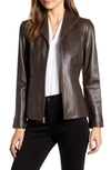 Cole Haan Signature Cole Haan Lambskin Leather Jacket In Espresso