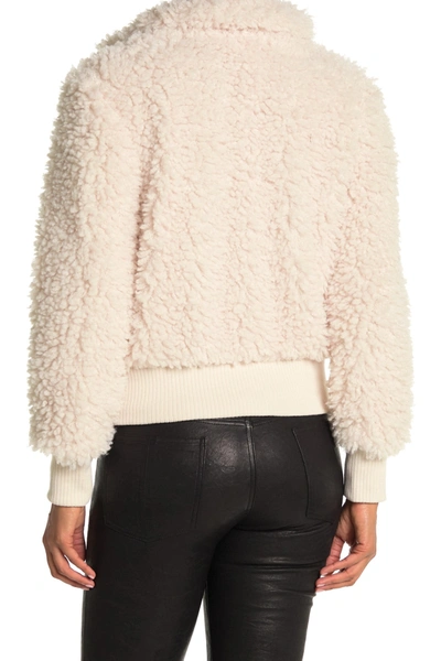Kendall + Kylie Zip Front Faux Fur Bomber Jacket In Ivory