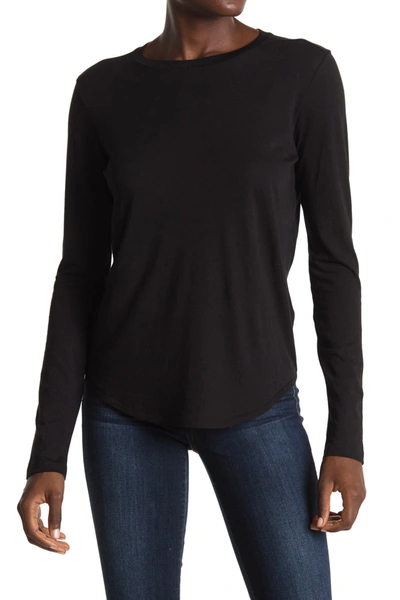 Vince Little Boy Long Sleeve Crew Neck Top In Black