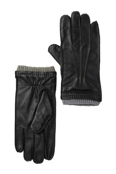 Stewart Of Scotland Cashmere Lined Leather Gloves In 015bkcha