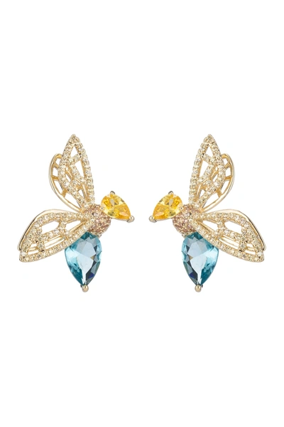 Eye Candy Los Angeles Nefertiti Cz Crystal Bee Stud Earrings In Multi Color