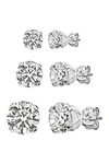 Best Silver Inc. Sterling Silver Round-cut Cz Stud Earring Set In Silver