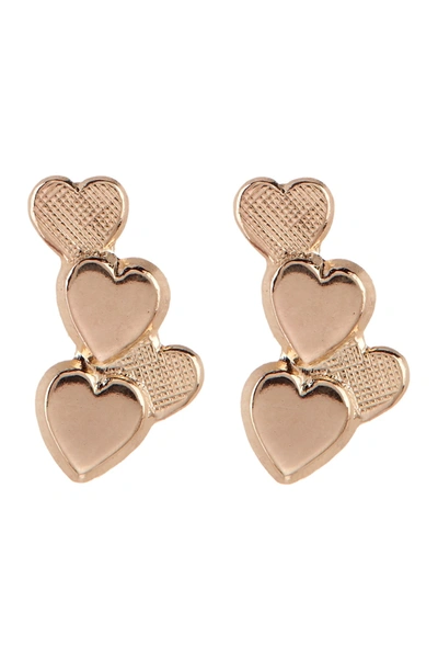 Candela 14k Yellow Gold Four Heart Cluster Stud Earrings