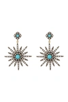 ADORNIA 14K YELLOW GOLD PLATED TURQUOISE & SWAROVSKI CRYSTAL ACCENTED STARBURST EARRINGS,816819026076