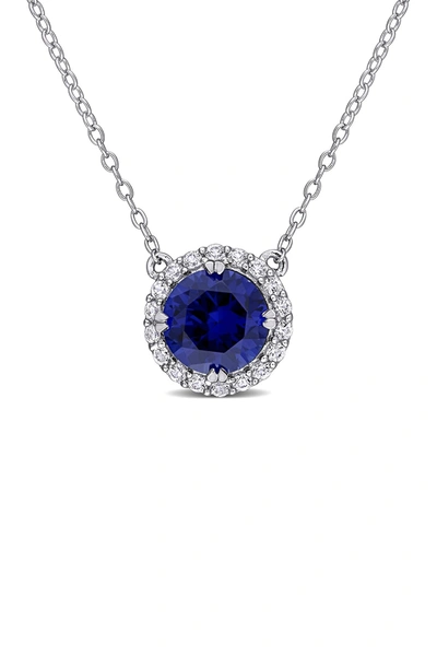 Delmar Sterling Silver Blue & White Sapphire Pendant