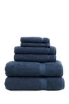 Linum Home Midnight Blue Herringbone 6-piece Towel Set In Midnight Blue