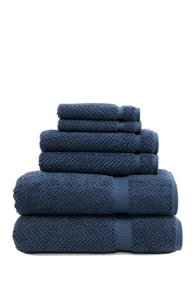 Linum Home Midnight Blue Herringbone 6-piece Towel Set