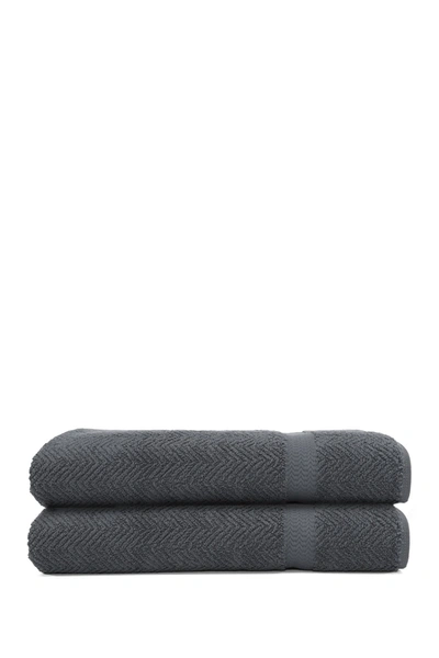 Linum Home Grey Herringbone Bath Sheet