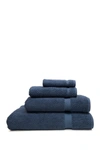 Linum Home Midnight Blue Herringbone 4-piece Towel Set In Midnight Blue