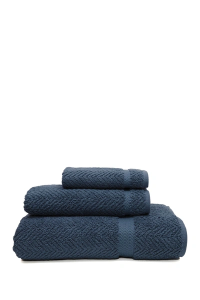 Linum Home Midnight Blue Herringbone 3-piece Towel Set