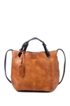 Old Trend Dip Dye Leather Mini Tote Bag In Chestnut