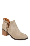 Journee Collection Lennie Ruffle Trim Ankle Bootie In Stone