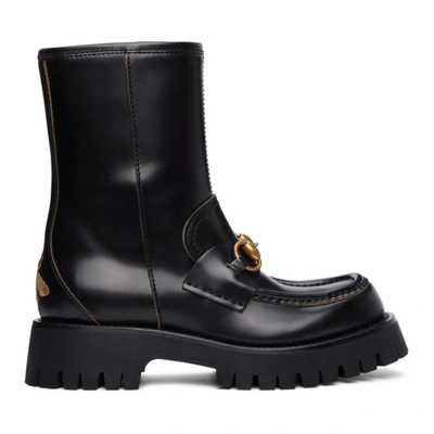 Gucci Harald Horsebit detailed Embroidered Leather Ankle Boots In Black ModeSens