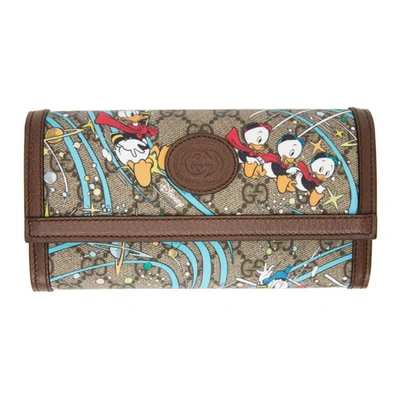 Gucci Multicolor Disney Edition Gg Donald Duck Rocket Wallet In 8679 Beige/multi