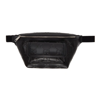 Gucci Black Gg Embossed Belt Bag In 1000 Black/black/bla